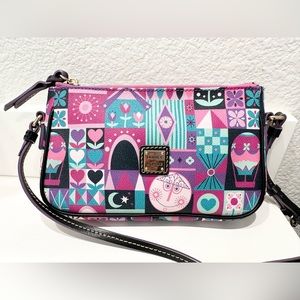 Dooney & Bourke Disney It’s a Small World Pouchette Crossbody Purse Gently Used